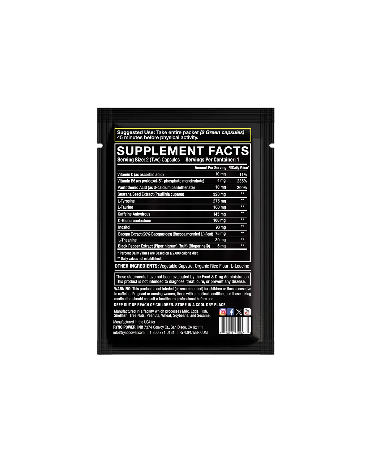 MOTIVATION Pre-Workout Focus Energy Supplement | Single Serving (2 Capsules)