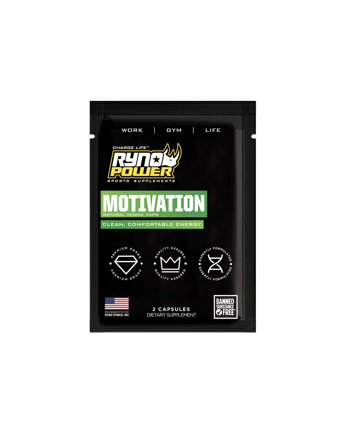 MOTIVATION Pre-Workout Focus Energy Supplement | Single Serving (2 Capsules)
