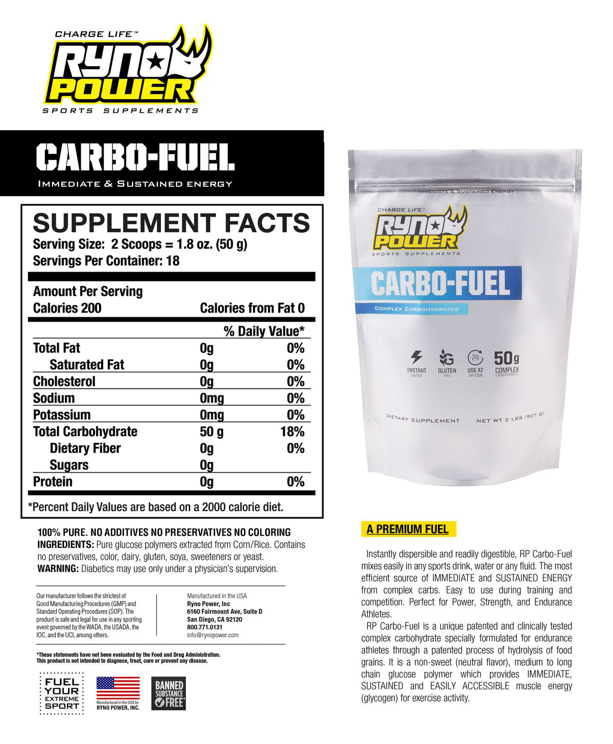 CARBO-FUEL Stimulant-Free Drink Mix | Single Servings