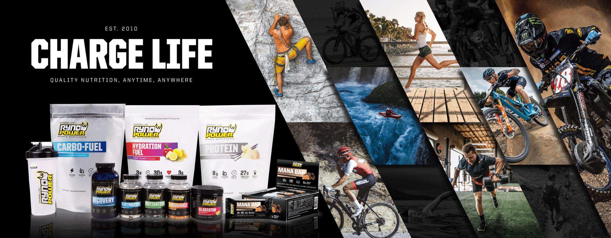 CHARGE LIFE BANNER WITH ATHLETE COLLAGE
