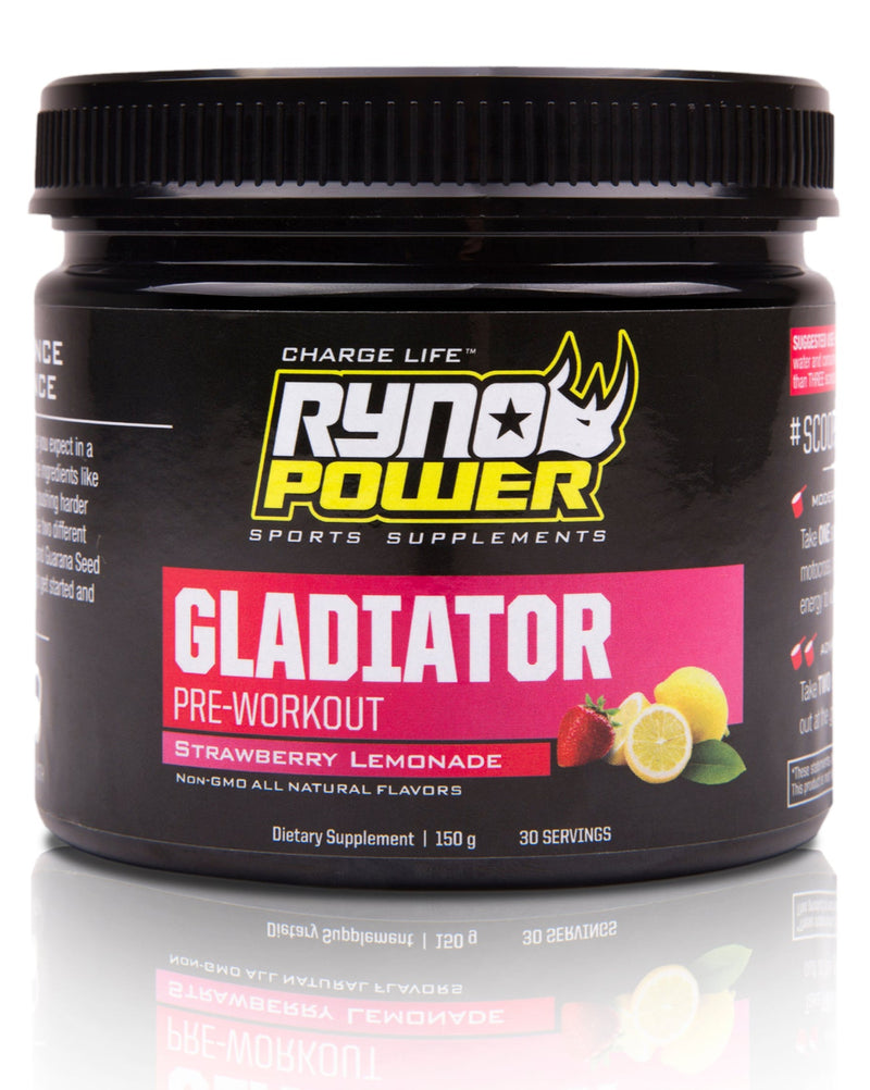 GLADIATOR Strawberry Lemonade PreWorkout Drink Mix Ryno Power